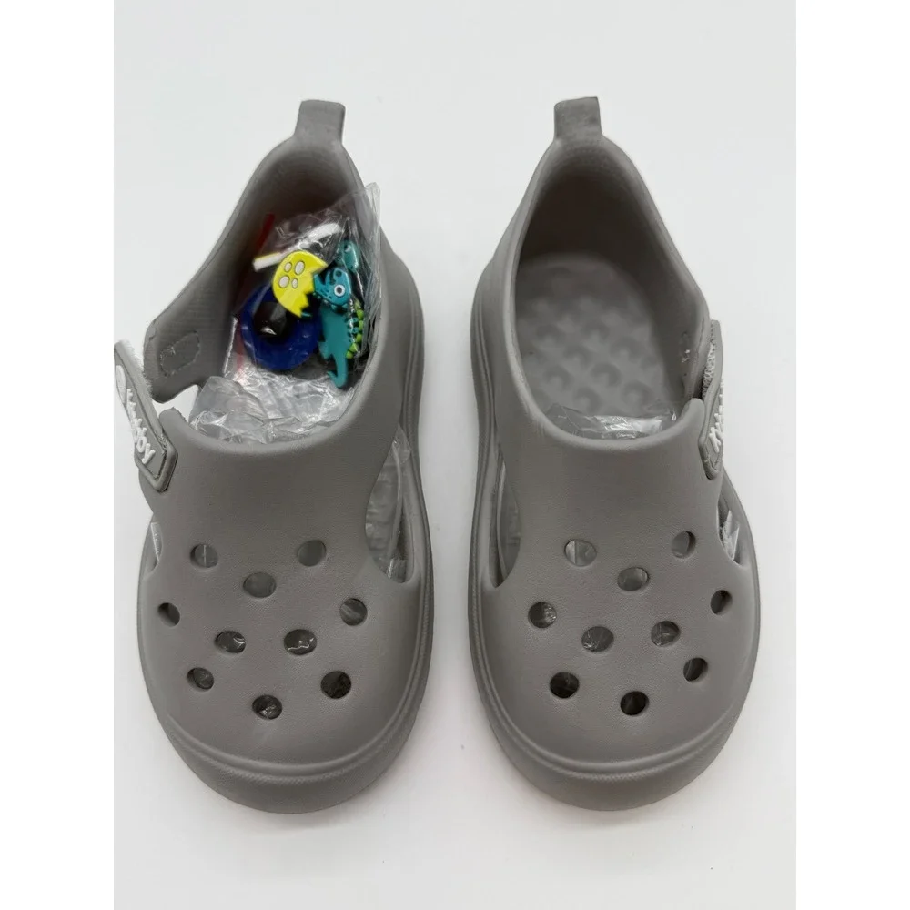 Kvbabby Kids Gray Clogs Slip On Water Shoes with Charms EU 26